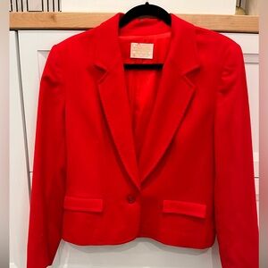 Cropped/waist length vintage cherry red Pendleton wool blazer